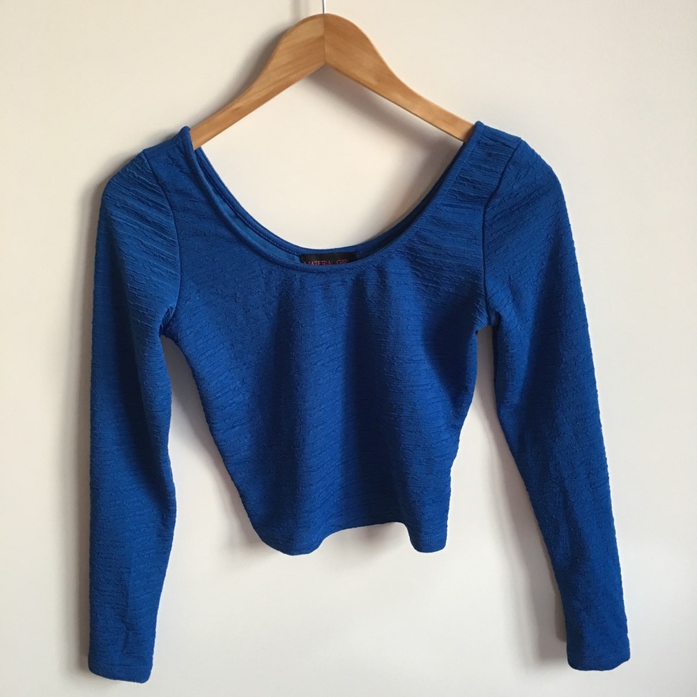 Material Girl Round Neck Royal Blue Crop Tp